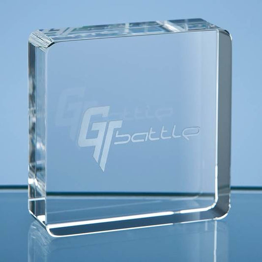 Crystal Galleries 6cm Optical Crystal Square Paperweight