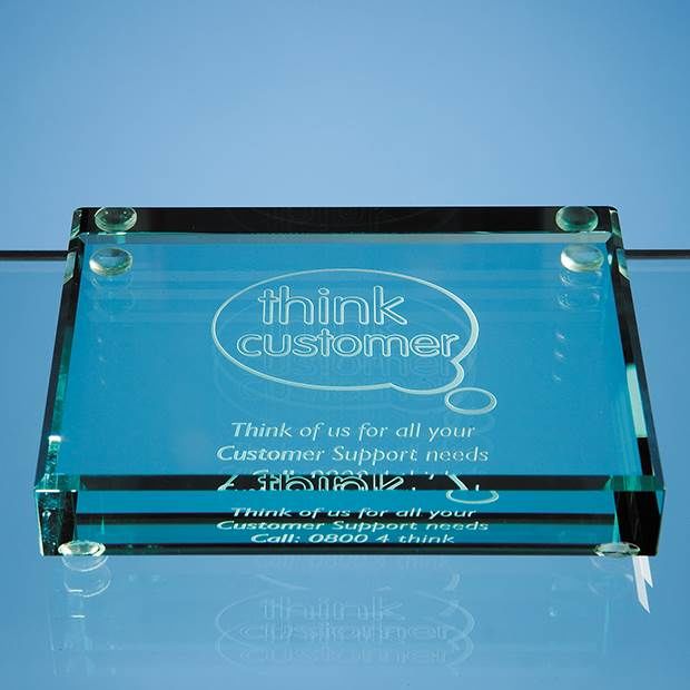Crystal Galleries 10cm Jade Glass Rectangle Paperweight