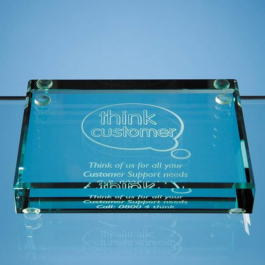 Crystal Galleries 10cm Jade Glass Rectangle Paperweight