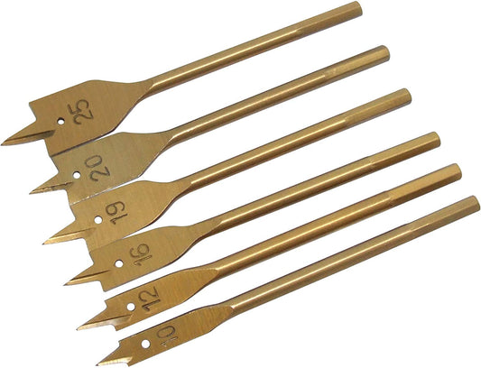 Amtech 6pc Flat Wood Bit Set - Titanium