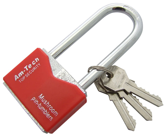Amtech 50mm Long Shackle Rhombic Chrome Plated Iron Padlock