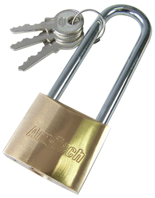 Amtech 38mm Long Shackle Brass Padlock
