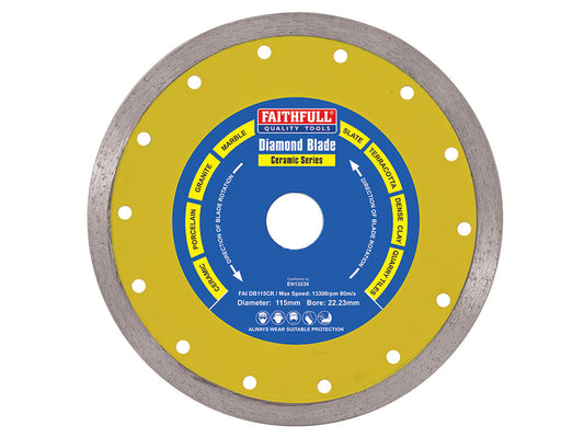 Faithfull Ceramic Series Diamond Blade 115mm Dia. 10mm x 22.23mm