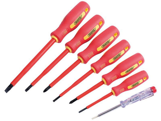 Draper 7 Piece Fully Insulated Screwdriver Set with Mains Tester