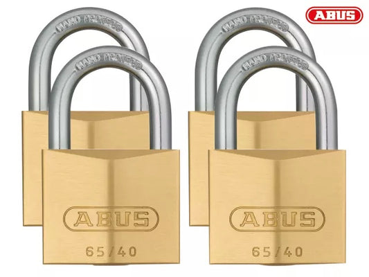 Abus 65 Series Brass Padlock Quad Pack 40mm