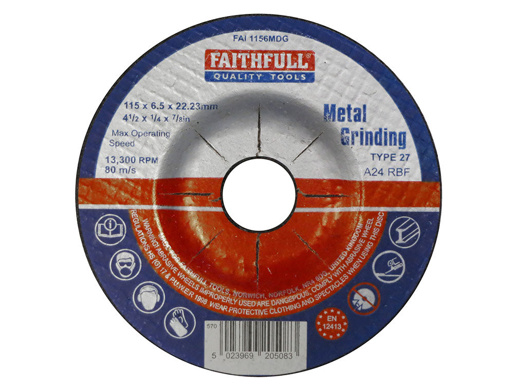 Faithfull Stone Grinding Disc Depressed Centre 115 x 6.5mm x 22mm