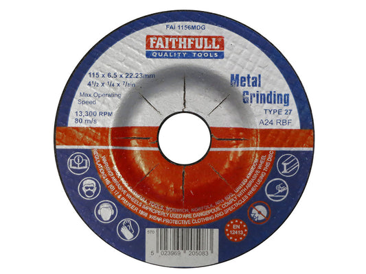 Faithfull Stone Grinding Disc Depressed Centre 115 x 6.5mm x 22mm