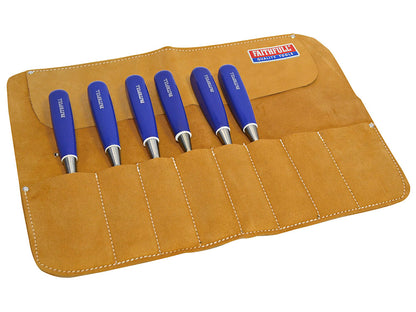 Faithfull Leather Chisel Roll - 8 Pocket