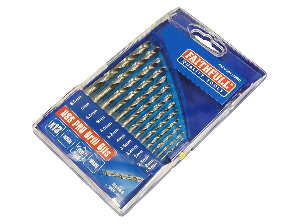 Faithfull Pro M2 HSS Drill Set (x13) 1.5 - 6.5mm