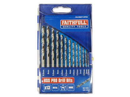 Faithfull Pro M2 HSS Drill Set (x13) 1.5 - 6.5mm
