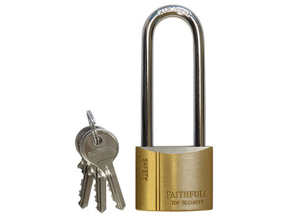 Faithfull Brass Padlock Long Shackle 40mm