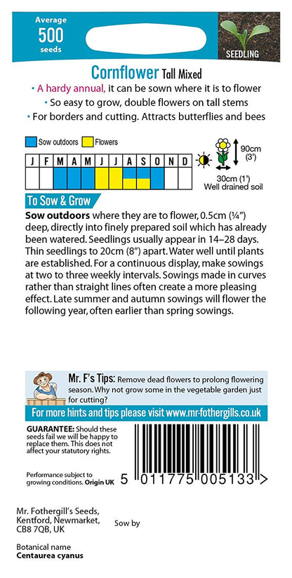 Mr.Fothergill's Cornflower Tall Mixed Flower Seeds