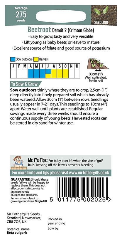 Mr.Fothergill's Beetroot Seeds Detroit 2 Crimson Globe