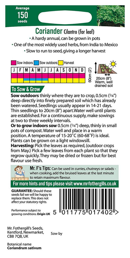 Mr.Fothergill's Coriander Cilantro Herb Seeds