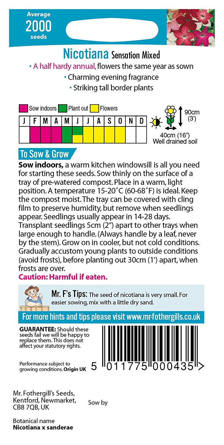 Mr.Fothergill's Nicotiana Sensation Mixed Flower Seeds