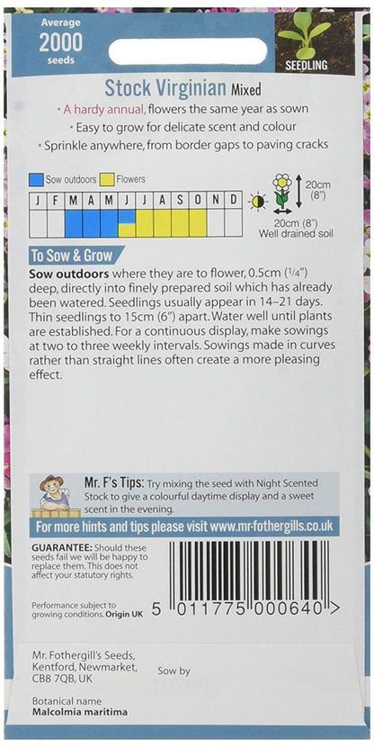 Mr.Fothergill's Stock Virginian Mixed Flower Seeds