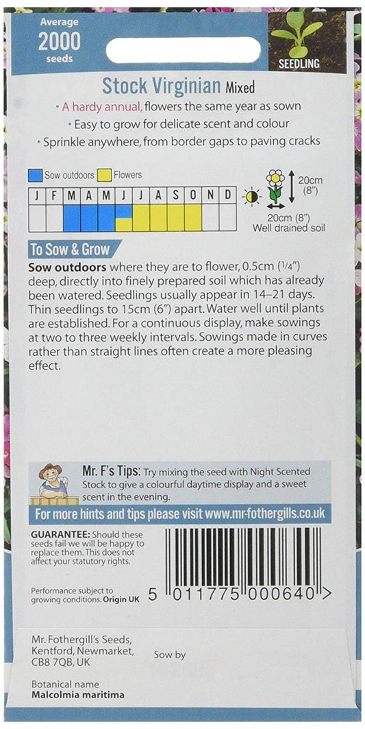 Mr.Fothergill's Stock Virginian Mixed Flower Seeds