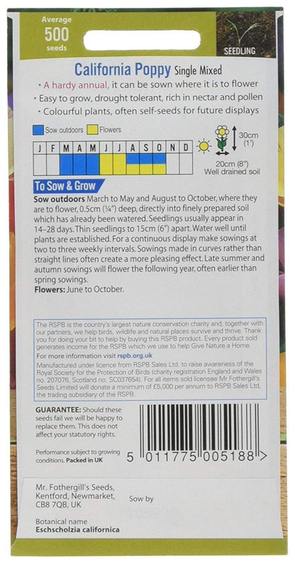 Mr.Fothergill's Californian Poppy Single Mixed Flower Seeds