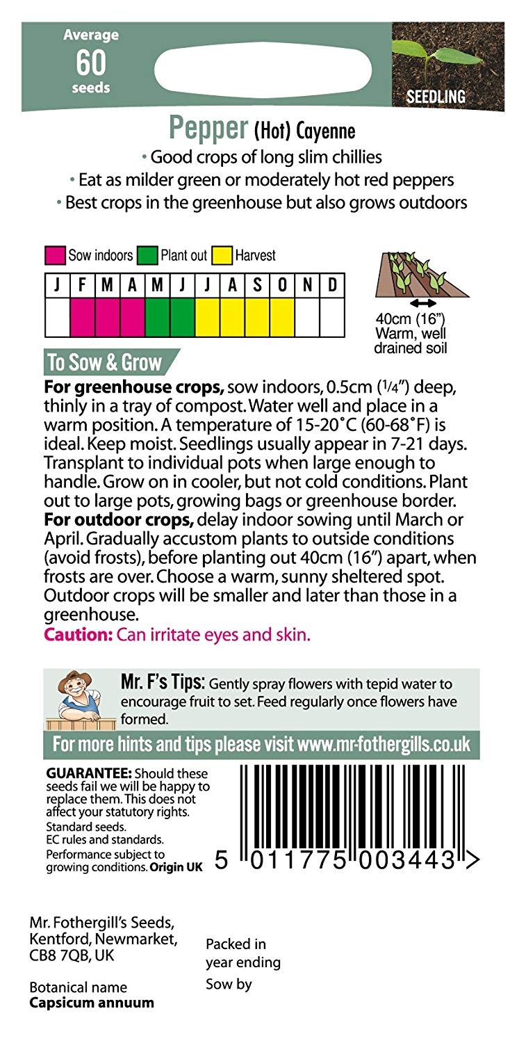 Mr.Fothergill's Pepper De Cayenne Seeds