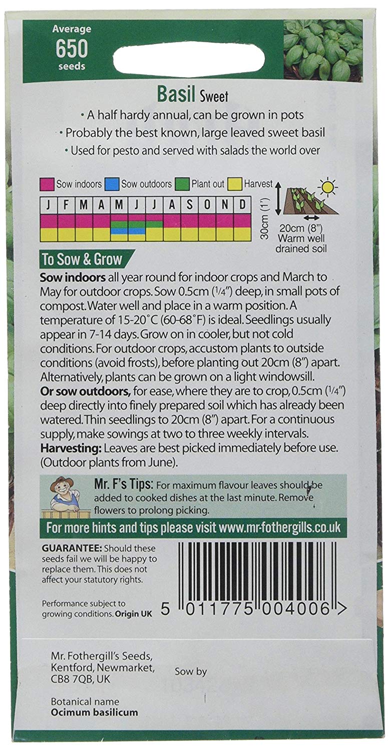 Mr.Fothergill's Sweet Basil Herb Seeds