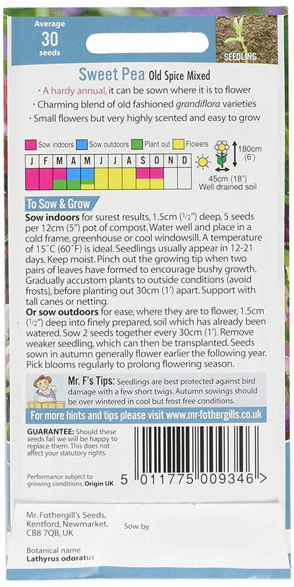 Mr.Fothergill's Sweet Pea Old Spice Mixed Tall Flower Seeds