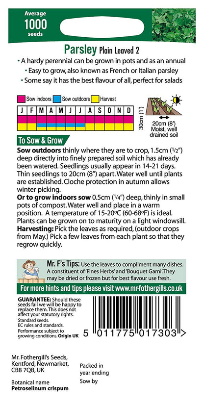 Mr.Fothergill's Parsley Plain Leaf 2 Herb Seeds