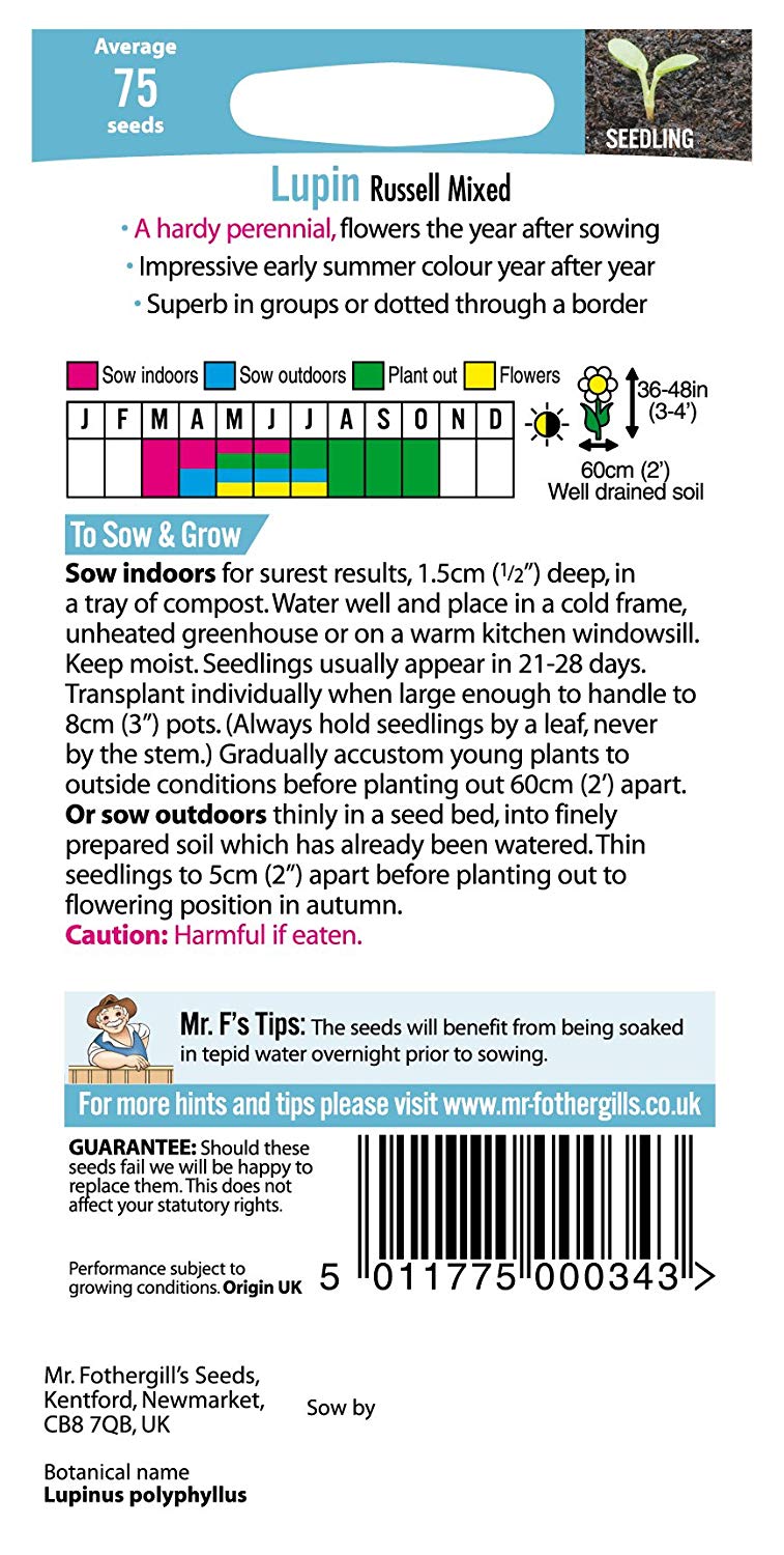 Mr.Fothergill's Lupin Russell Mixed Flower Seeds
