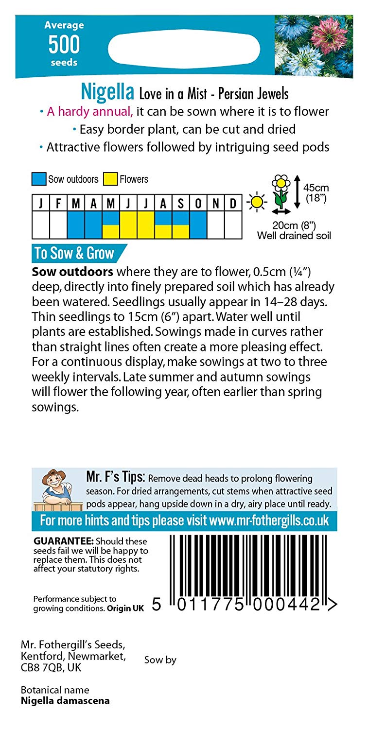 Mr.Fothergill's Nigella Persian Jewels Flower Seeds