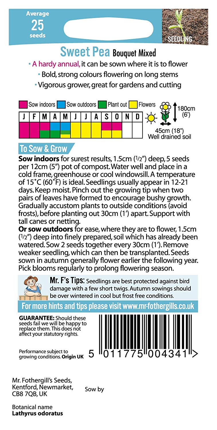 Mr.Fothergill's Sweet Pea Bouquet Mixed Flower Seeds