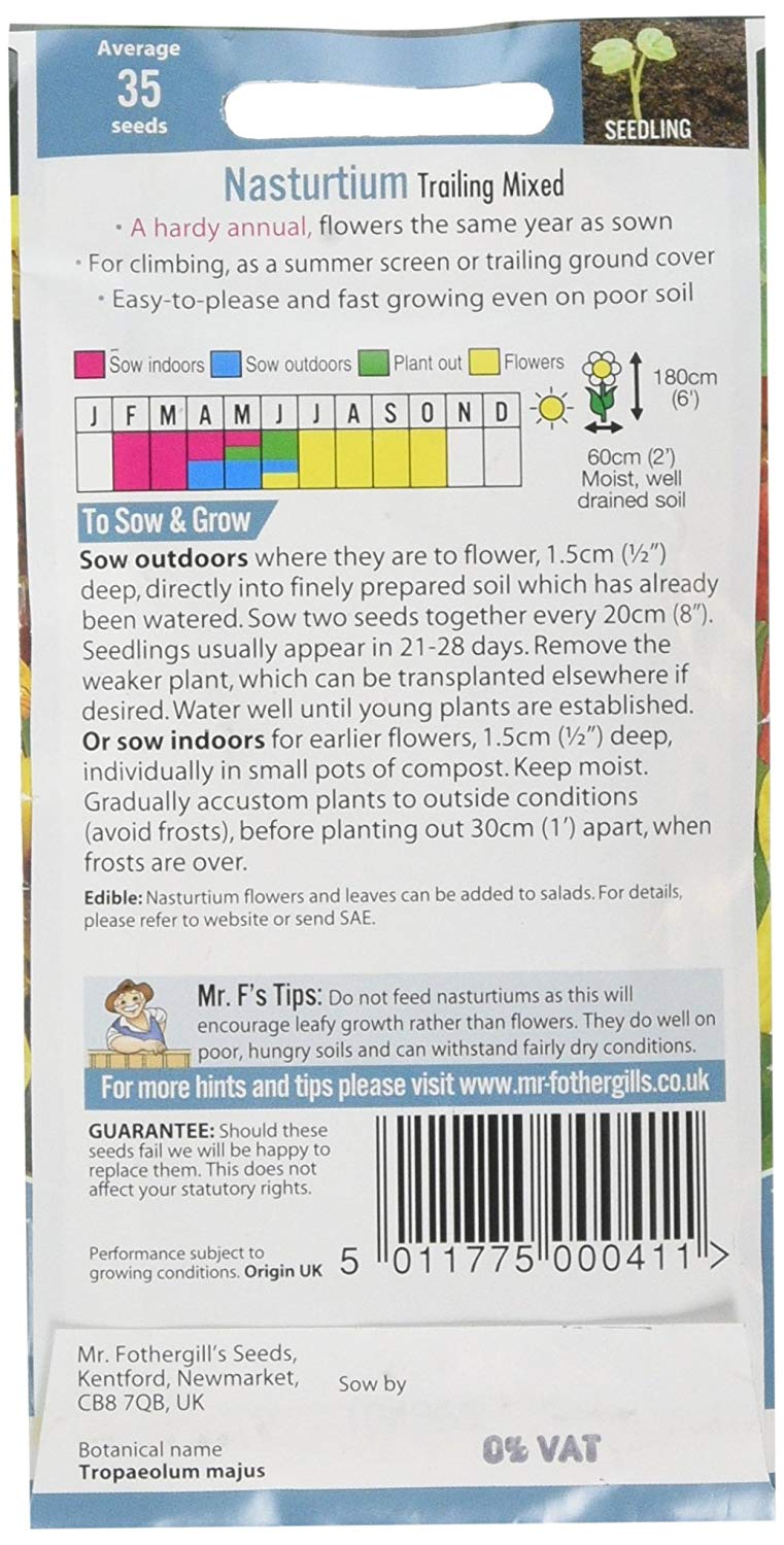 Mr.Fothergill's Nasturtium Trailing Mixed Flower Seeds