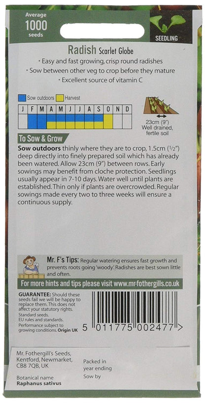 Mr.Fothergill's Radish Scarlet Globe Seeds