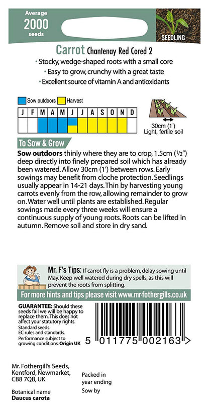 Mr.Fothergill's Carrot Chantenay Red Cored 2 Seeds