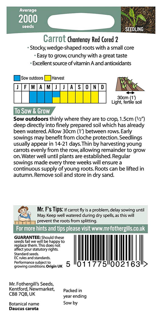 Mr.Fothergill's Carrot Chantenay Red Cored 2 Seeds