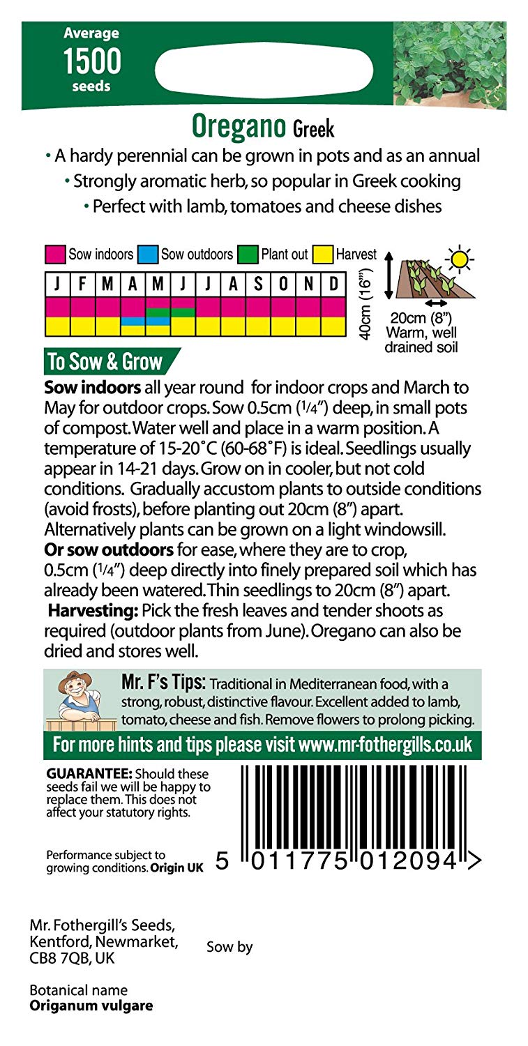 Mr.Fothergill's Oregano Greek Herb Seeds