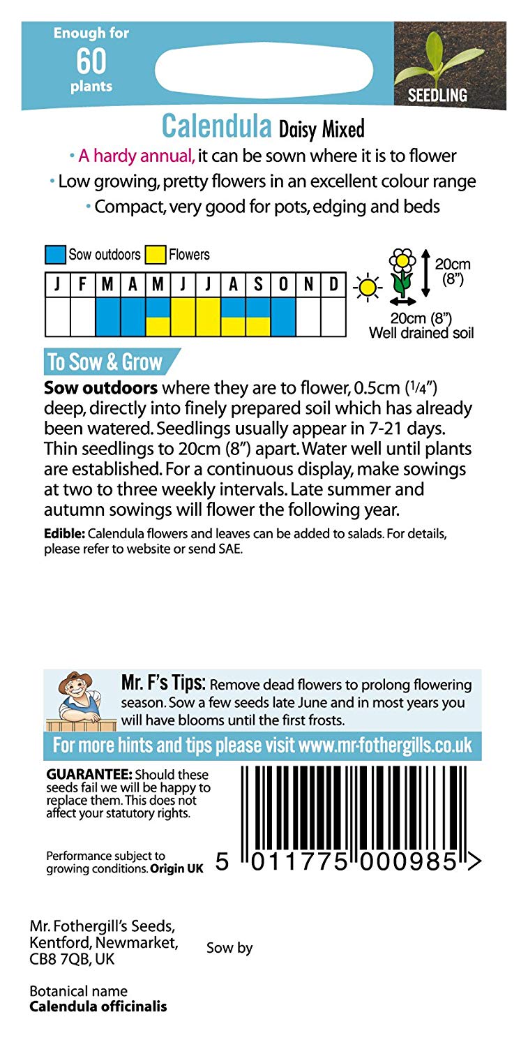 Mr.Fothergill's Calendula Daisy Mixed Flower Seeds