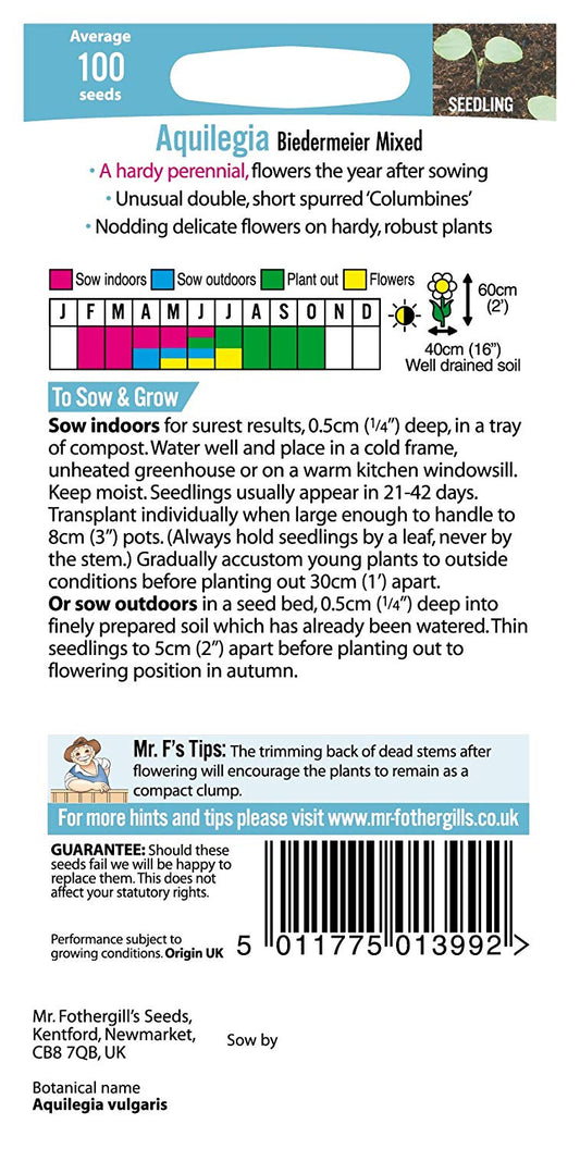 Mr.Fothergill's Aquilegia Biedermeier Mixed Flower Seeds