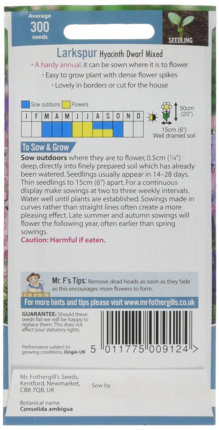 Mr.Fothergill's Larkspur Hyacinth Dwarf Mixed Flower Seeds