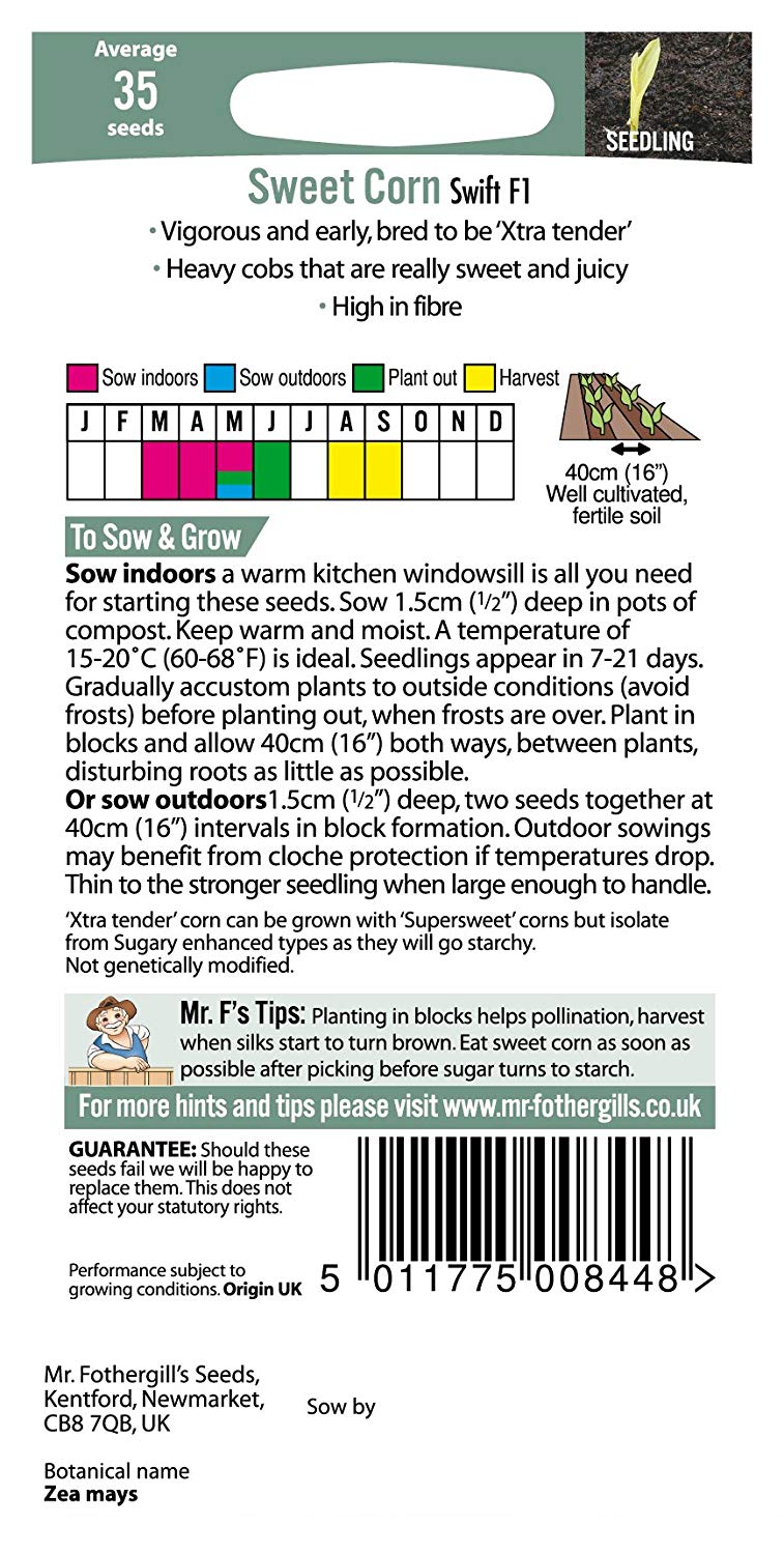 Mr.Fothergill's Sweet Corn Swift F1 Seeds