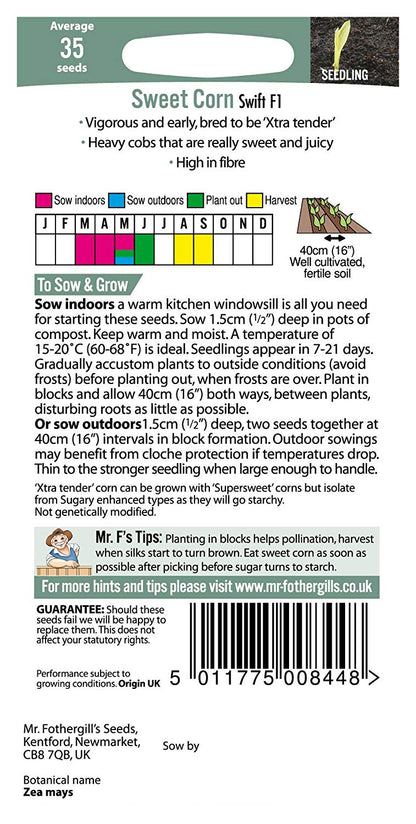 Mr.Fothergill's Sweet Corn Swift F1 Seeds