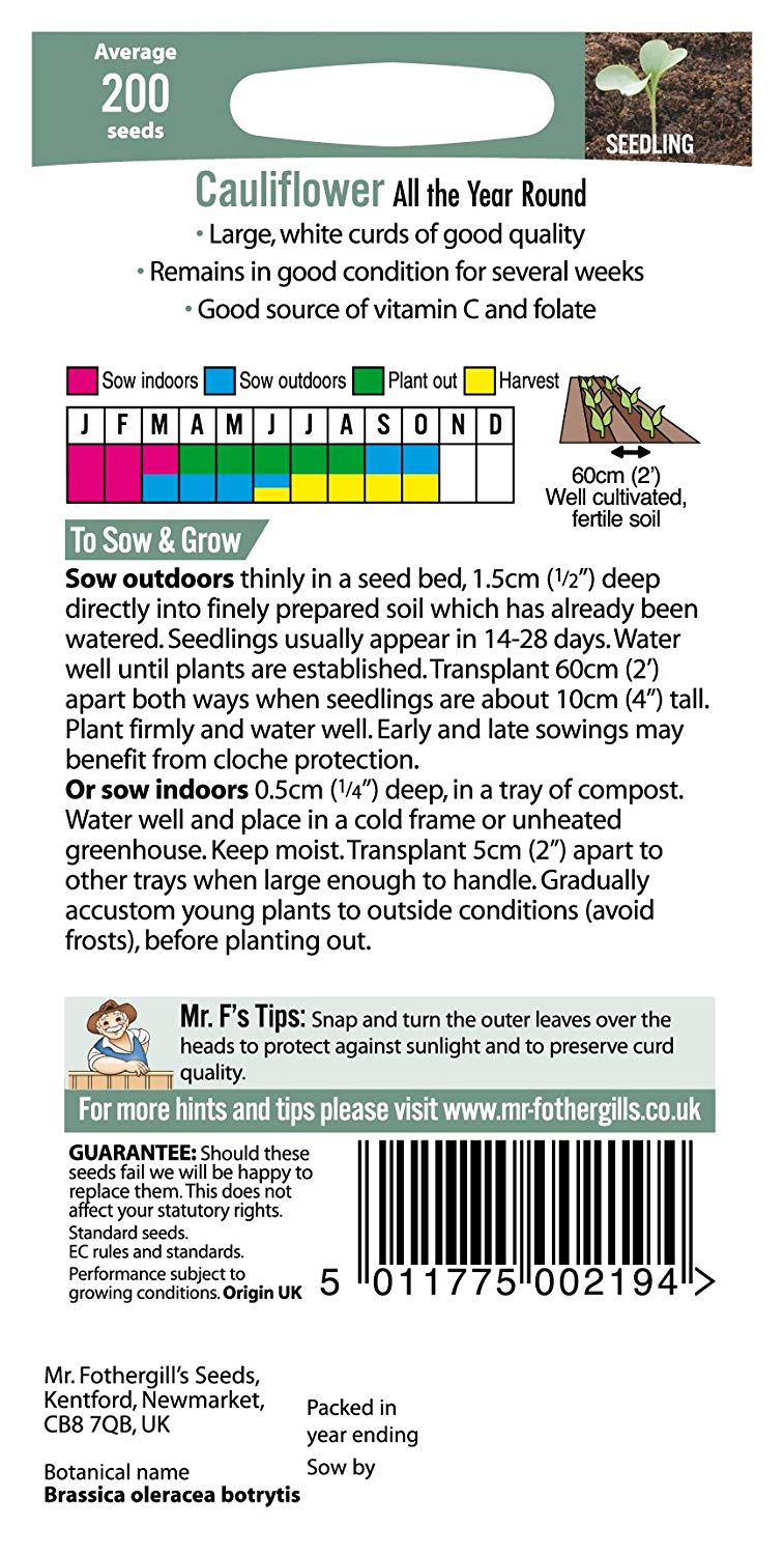 Mr.Fothergill's Cauliflower All The Year Round Seeds