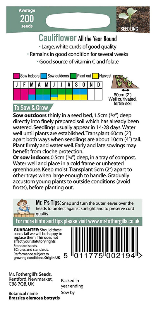 Mr.Fothergill's Cauliflower All The Year Round Seeds