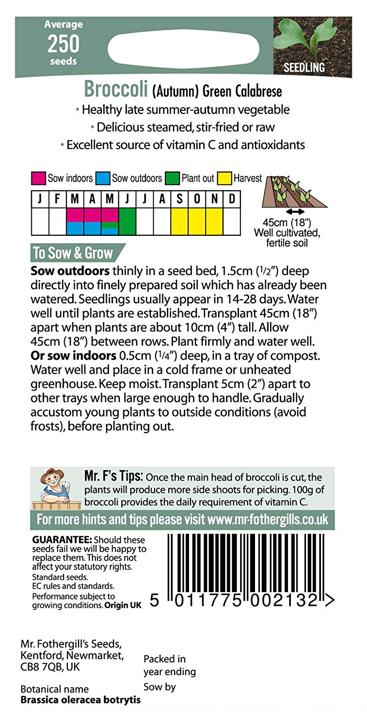 Mr.Fothergill's Broccoli Green Calabrese Seeds
