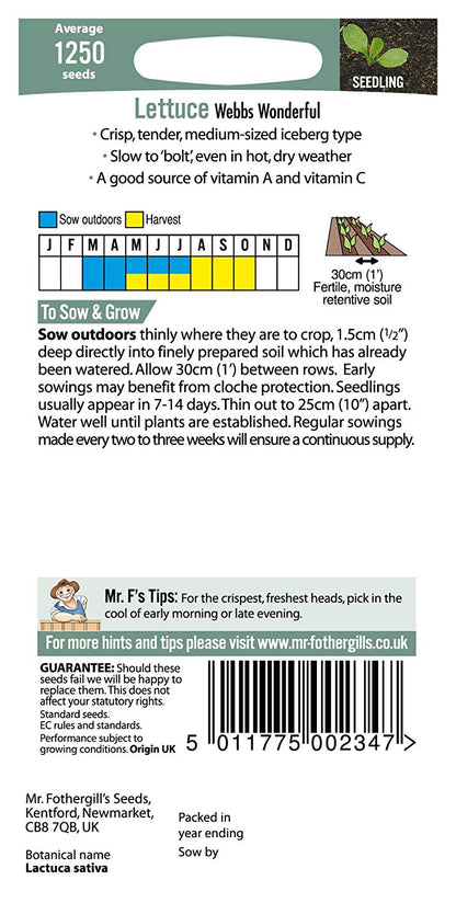 Mr.Fothergill's Lettuce Webbs Wonderful Seeds