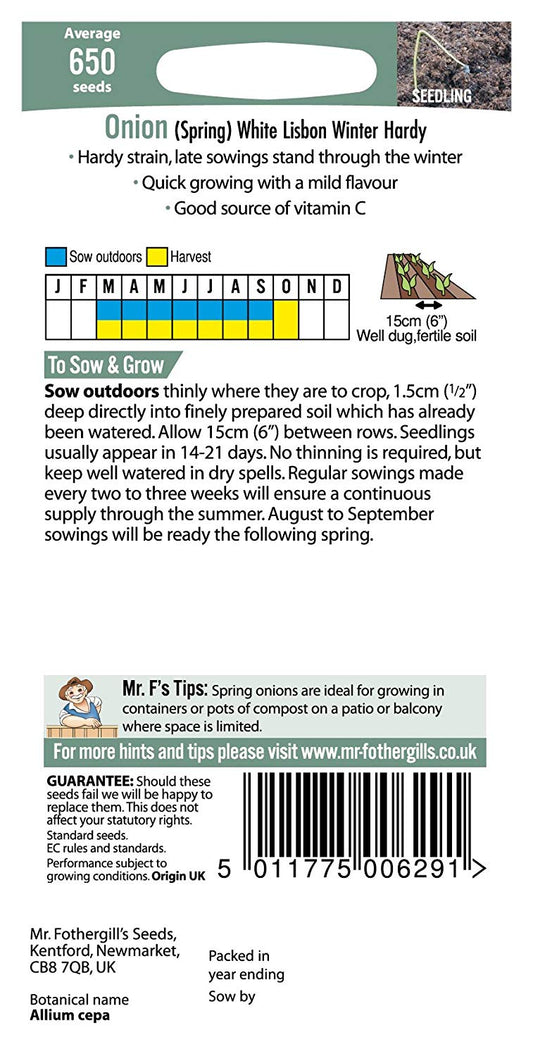 Mr.Fothergill's Spring Onion White Winter Hardy Seeds