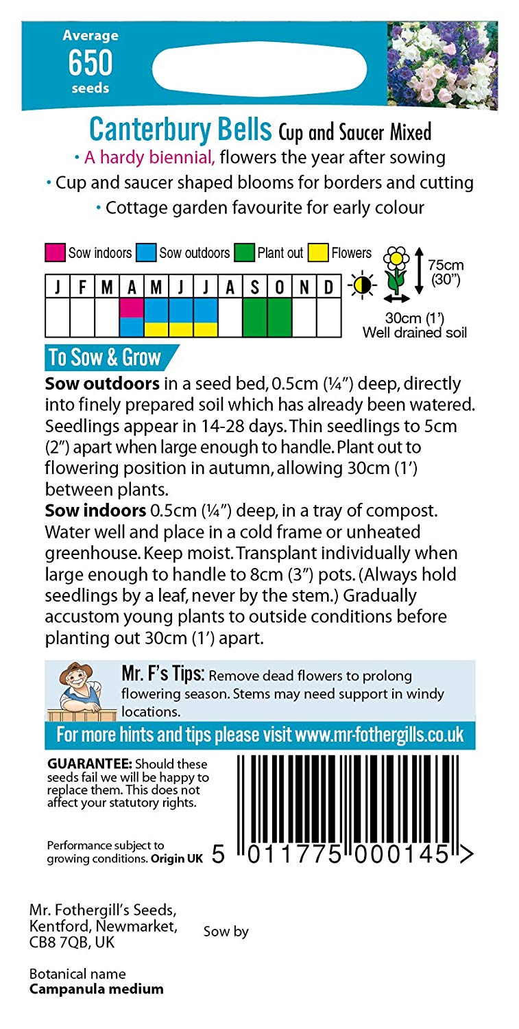 Mr.Fothergill's Canterbury Bells Mixed Flower Seeds