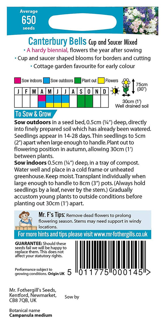 Mr.Fothergill's Canterbury Bells Mixed Flower Seeds