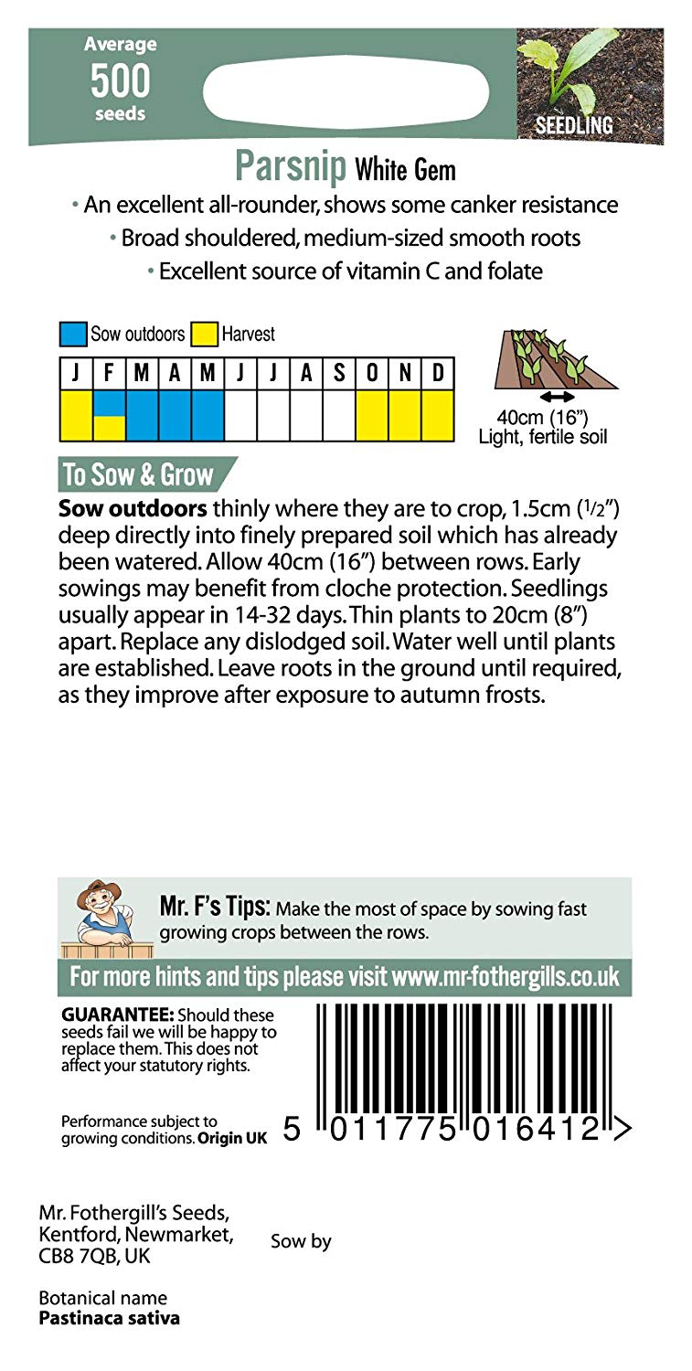 Mr.Fothergill's Parsnip White Gem Seeds