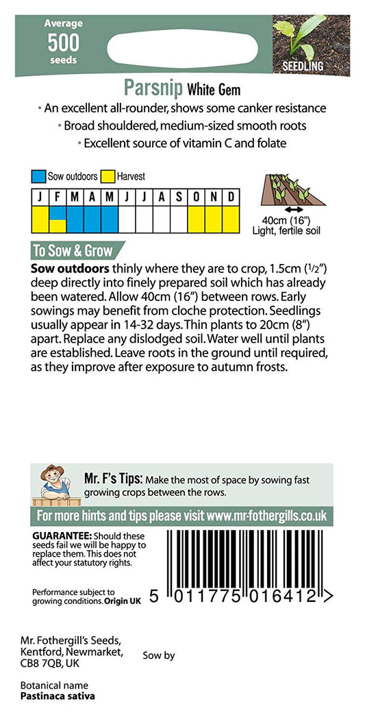 Mr.Fothergill's Parsnip White Gem Seeds