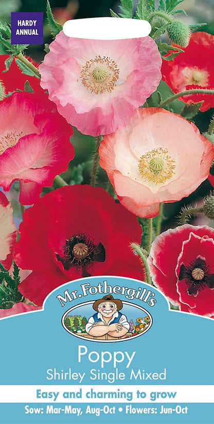 Mr.Fothergill's Poppy Shirley Single Mixed Flower Seeds
