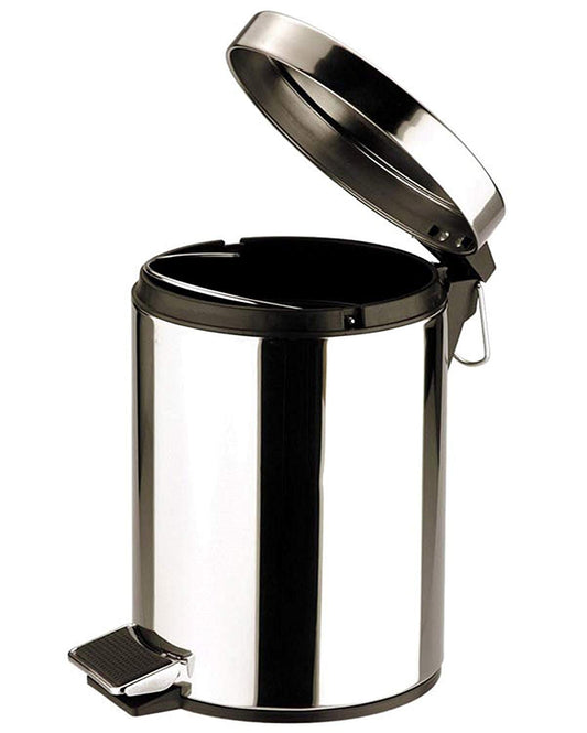 Zodiac Round Stainless Steel Pedal Bin - Mirror Finish - 5 Litre
